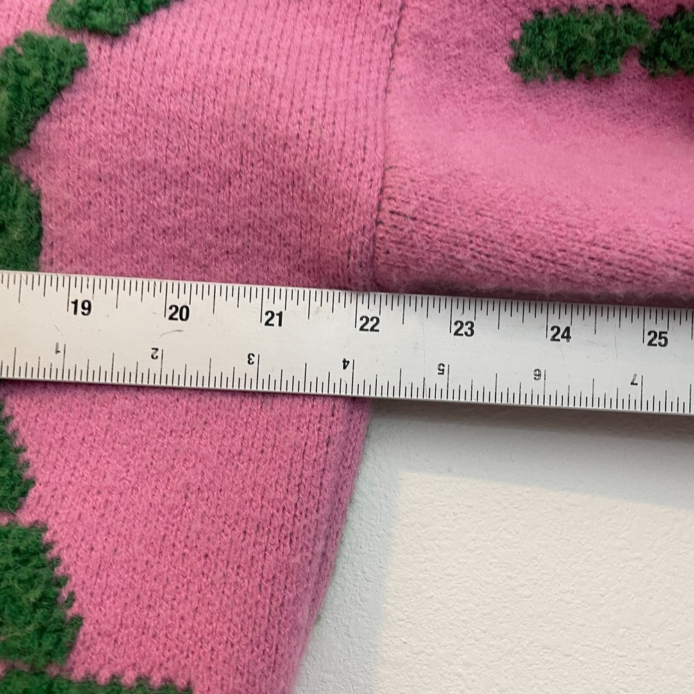 Cardigan Sweater Women L Pink Geometric Buttons Preppy Office Sorority - Picture 8 of 12